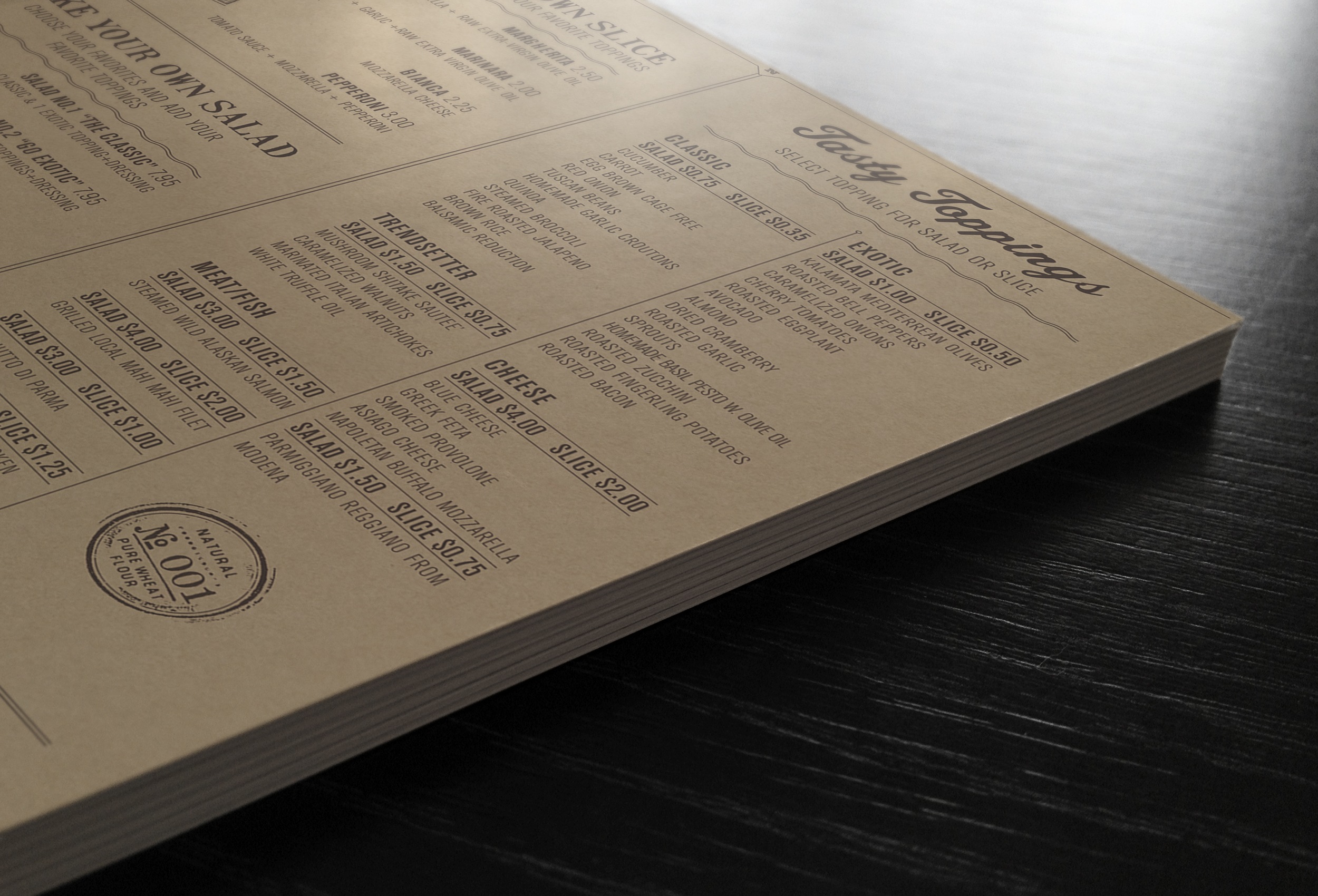 Napizza Menu Closeup