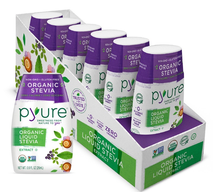 Pyure Sweetener - Stevia Drops Display & Bottle